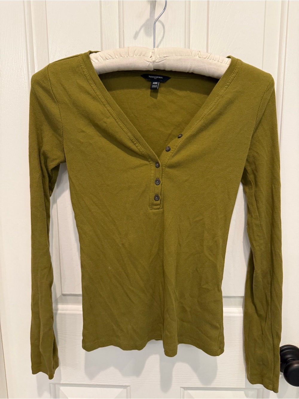Banana Republic Olive Long Sleeve Henley Top